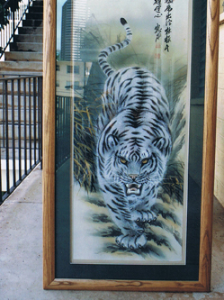 White Tiger silk painting